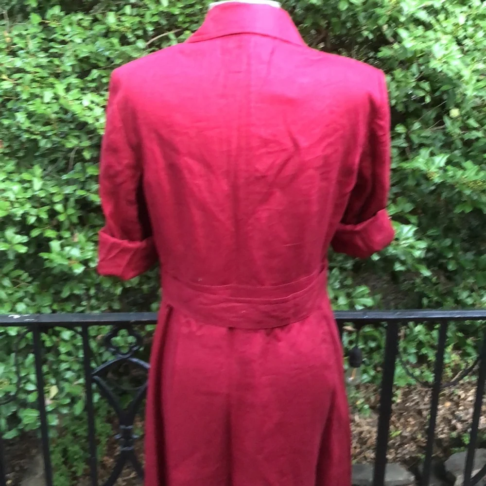 Ellen Tracy burgundy Linen Boho Dress - Picture 5 of 9